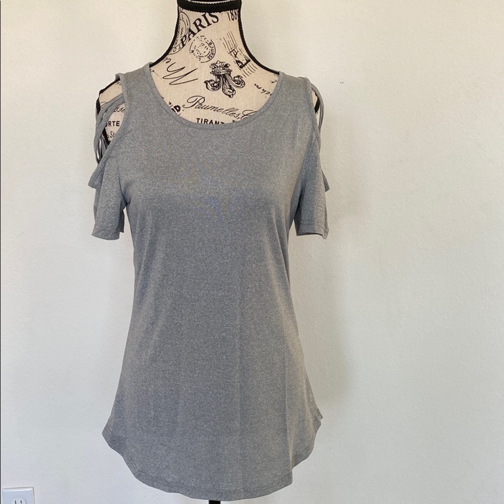 Gray Cold Shoulder Women's Top